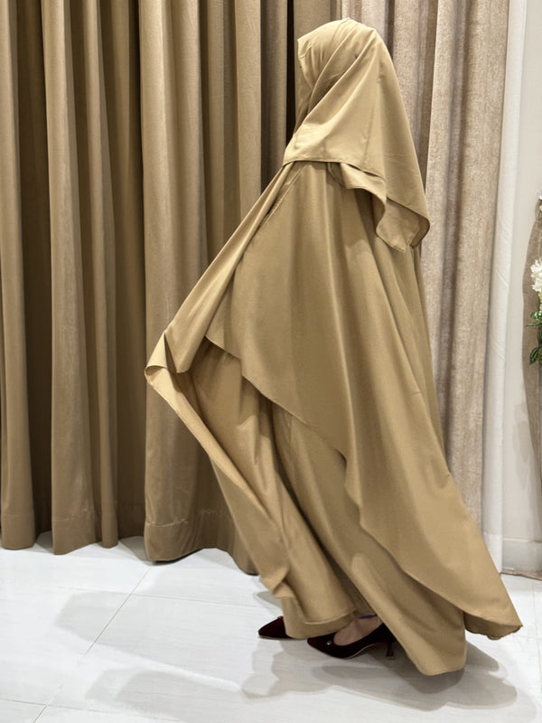 Rusty Gold Abaya Set - Length: 54 (3 Pieces: Abaya, Niqab, Hijab)