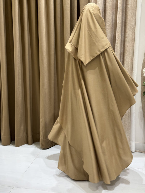 Rusty Gold Abaya Set - Length: 54 (3 Pieces: Abaya, Niqab, Hijab)