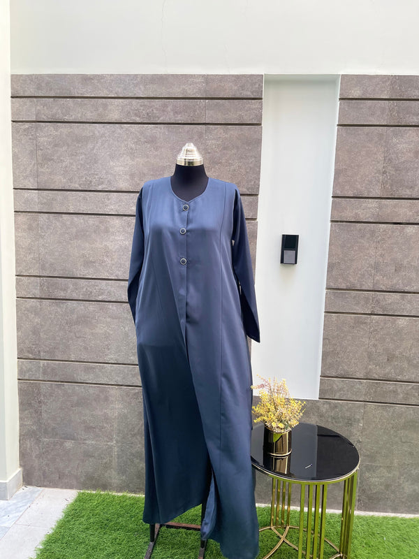 Premium Pigeon Blue Turkish Coat - Elegant Mid-Length Design, Perfect Fit