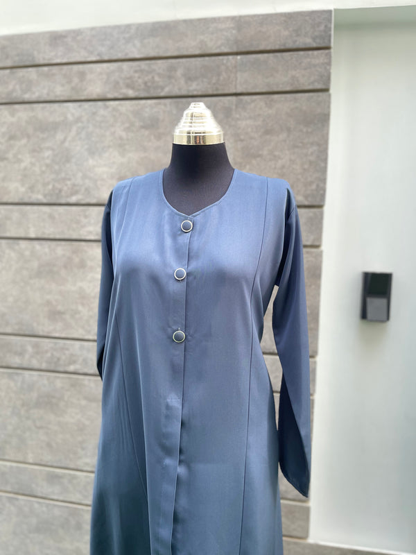 Premium Pigeon Blue Turkish Coat - Elegant Mid-Length Design, Perfect Fit