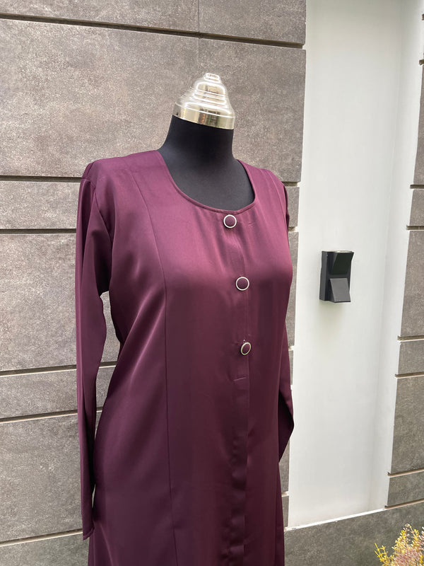 Luxurious Burgundy Turkish Coat - Sophisticated Mid-Length Fit
