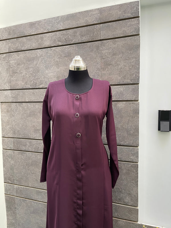 Luxurious Burgundy Turkish Coat - Sophisticated Mid-Length Fit