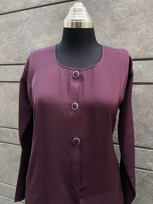 Luxurious Burgundy Turkish Coat - Sophisticated Mid-Length Fit