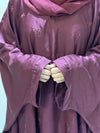 Elegant Butterfly-Style Abaya with Embroidered Bow – Burgundy | Modest Fashion