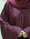 Elegant Butterfly-Style Abaya with Embroidered Bow – Burgundy | Modest Fashion