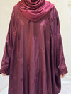 Elegant Butterfly-Style Abaya with Embroidered Bow – Burgundy | Modest Fashion