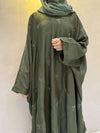 Elegant Butterfly-Style Abaya with Embroidered Bow – Olive Green | Modest Wear