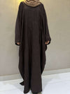 Elegant Butterfly-Style Abaya with Embroidered Bow – Brown | Modest Fashion