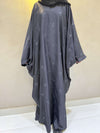 Elegant Butterfly-Style Abaya with Bow Embroidery – Steel Grey | Modest Wear