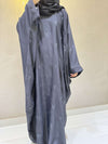 Elegant Butterfly-Style Abaya with Bow Embroidery – Steel Grey | Modest Wear