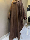 Elegant Butterfly-Style Abaya with Bow Embroidery – Caramel Brown | Modest Fashion
