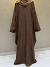 Elegant Butterfly-Style Abaya with Bow Embroidery – Caramel Brown | Modest Fashion