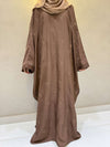 Elegant Butterfly-Style Abaya with Bow Embroidery – Caramel Brown | Modest Fashion