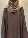 Elegant Butterfly-Style Abaya with Bow Embroidery – Caramel Brown | Modest Fashion