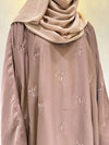 Elegant Butterfly-Style Abaya with Bow Embroidery – Caramel Brown | Modest Fashion
