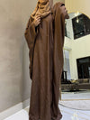 Elegant Butterfly-Style Abaya with Bow Embroidery – Caramel Brown | Modest Fashion