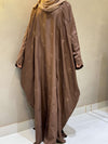Elegant Butterfly-Style Abaya with Bow Embroidery – Caramel Brown | Modest Fashion