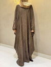 Elegant Butterfly-Style Abaya with Bow Embroidery – Walnut Brown | Modest Wear
