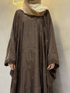 Elegant Butterfly-Style Abaya with Bow Embroidery – Walnut Brown | Modest Wear