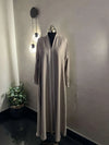 Chestnut Brown Nida Abaya – Classic Front-Open Style with Elegant Contrast Pleated Detailing