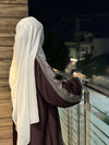 Chestnut Brown Nida Abaya – Classic Front-Open Style with Elegant Contrast Pleated Detailing