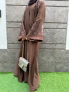 Mocha Brown Embroidered Abaya | Soft Nida Fabric | Elegant Modest Wear 2025