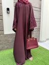 Royal Maroon Embroidered Abaya | Premium Nida Fabric | Modest Fashion 2025