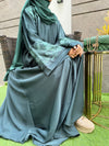 Bottle Green Embroidered Abaya | Premium Nida Fabric | Modest Wear 2025