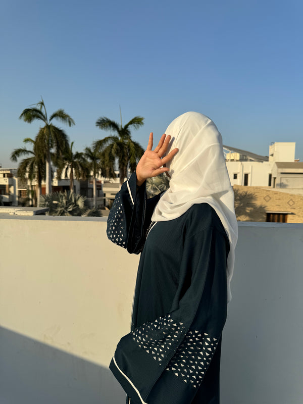 Dark Cyan Nida Abaya – Elegant Full-Length Modest Wear (54 Inches)