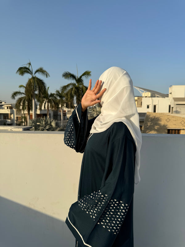 Dark Cyan Nida Abaya – Elegant Full-Length Modest Wear (54 Inches)