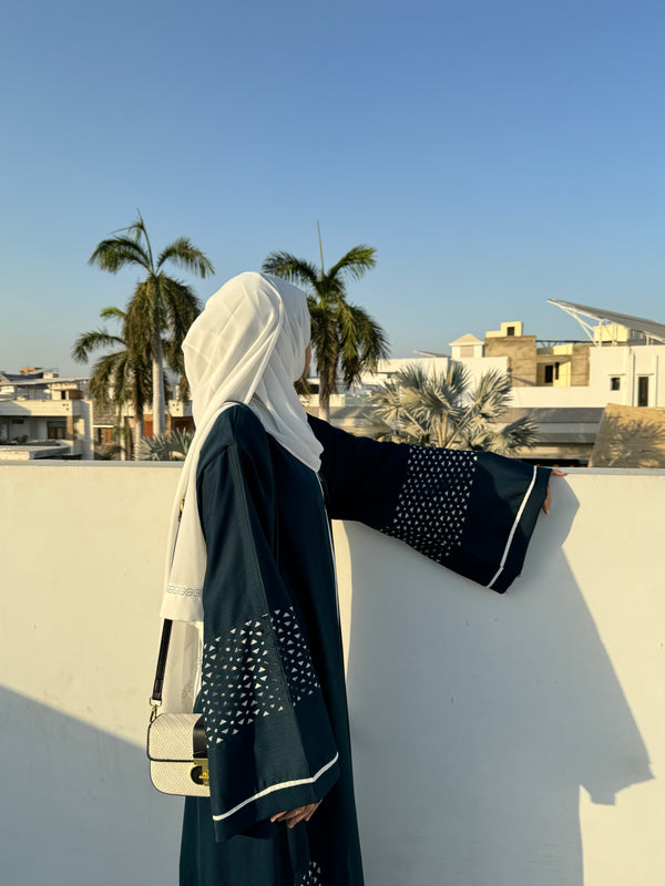 Dark Cyan Nida Abaya – Elegant Full-Length Modest Wear (54 Inches)