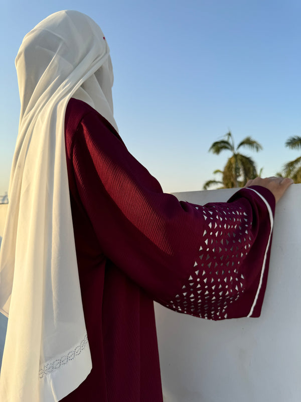 Royal Red Nida Abaya – Premium Full-Length Modest Dress for Women (54 Inches)