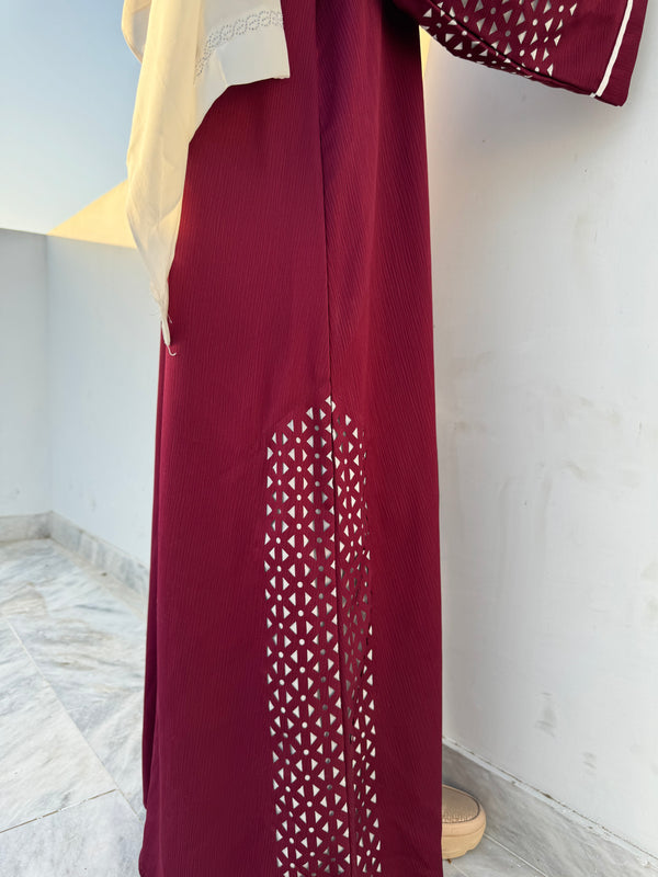 Royal Red Nida Abaya – Premium Full-Length Modest Dress for Women (54 Inches)