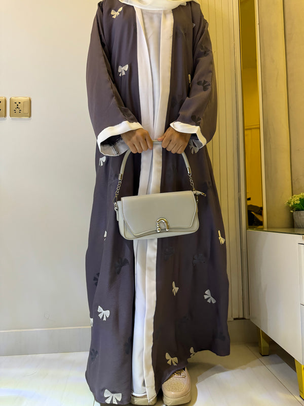 Coin Grey Nida Abaya – Elegant Full-Length Modest Wear for Women (54 Inches)