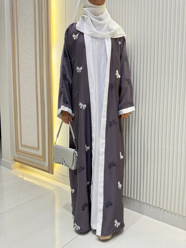 Coin Grey Nida Abaya – Elegant Full-Length Modest Wear for Women (54 Inches)