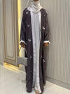 Coin Grey Nida Abaya – Elegant Full-Length Modest Wear for Women (54 Inches)