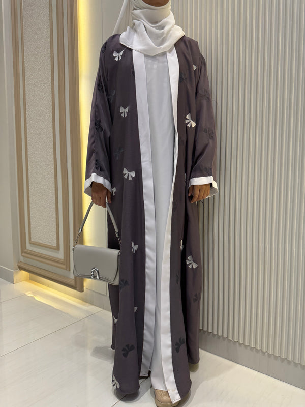 Coin Grey Nida Abaya – Elegant Full-Length Modest Wear for Women (54 Inches)