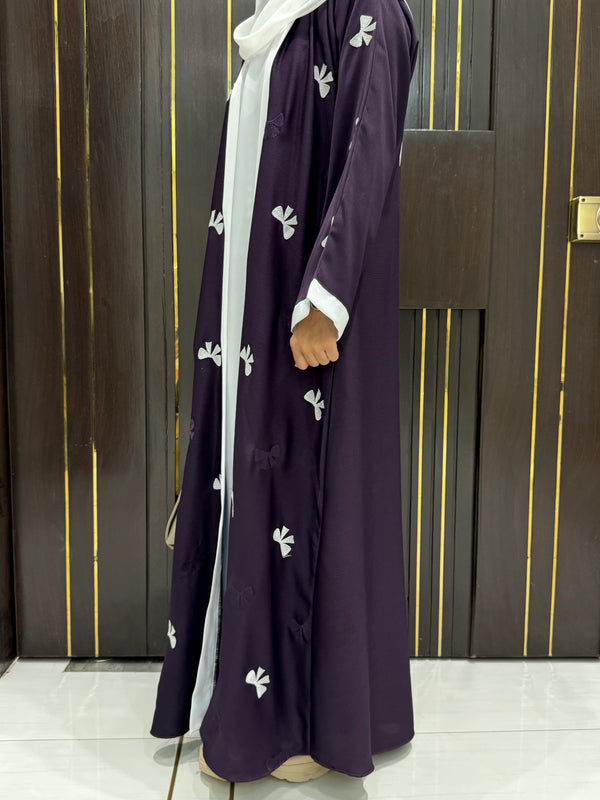 Purple Nida Abaya – Stylish Full-Length Modest Dress for Women (54 Inches)