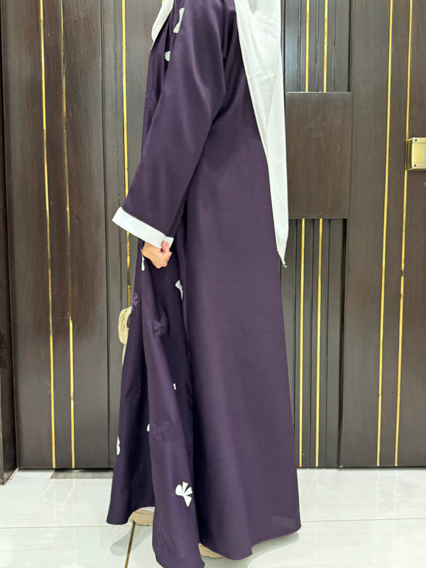 Purple Nida Abaya – Stylish Full-Length Modest Dress for Women (54 Inches)