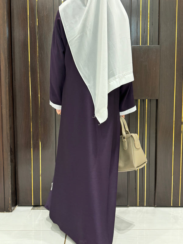 Purple Nida Abaya – Stylish Full-Length Modest Dress for Women (54 Inches)