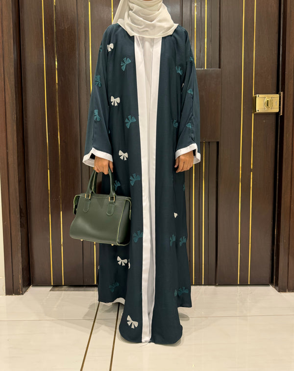 Pine Green Nida Abaya – Modest Full-Length Elegant Wear for Women (54 Inches)