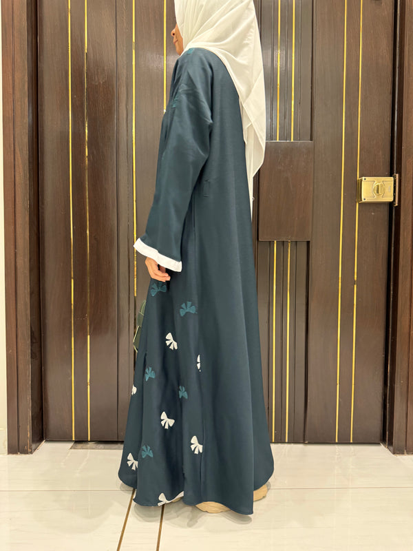 Pine Green Nida Abaya – Modest Full-Length Elegant Wear for Women (54 Inches)