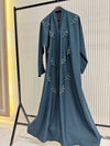 Blue Nida Abaya – Elegant Full-Length Modest Dress for Women (54 Inches)
