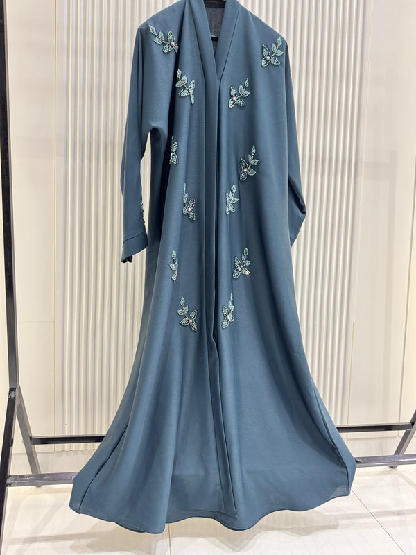 Blue Nida Abaya – Elegant Full-Length Modest Dress for Women (54 Inches)