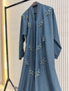 Blue Nida Abaya – Elegant Full-Length Modest Dress for Women (54 Inches)