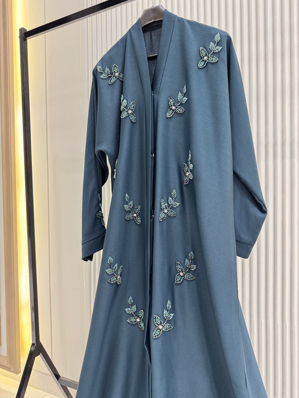 Blue Nida Abaya – Elegant Full-Length Modest Dress for Women (54 Inches)