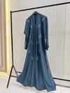Blue Nida Abaya – Elegant Full-Length Modest Dress for Women (54 Inches)