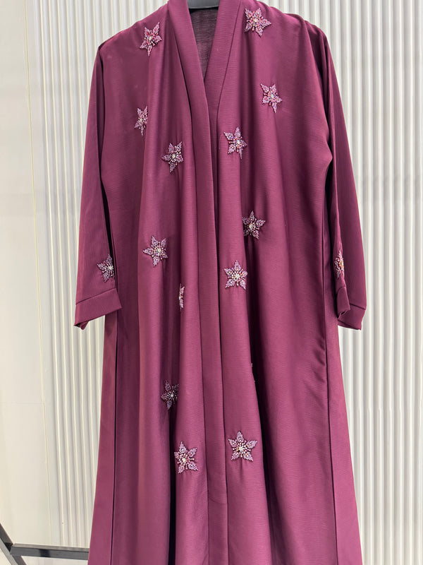 Maroon Nida Abaya – Classic Full-Length Modest Dress for Women (54 Inches)