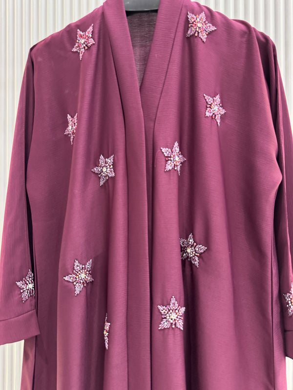 Maroon Nida Abaya – Classic Full-Length Modest Dress for Women (54 Inches)