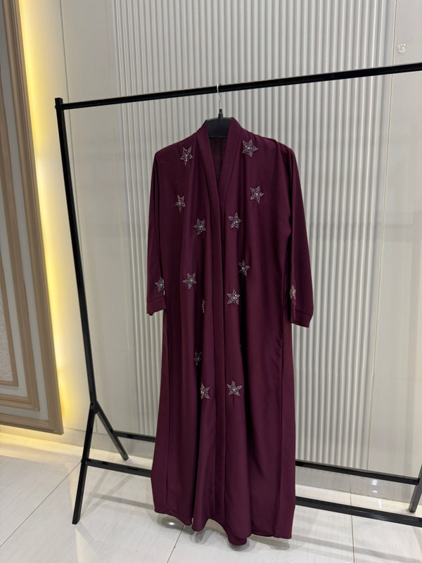 Maroon Nida Abaya – Classic Full-Length Modest Dress for Women (54 Inches)
